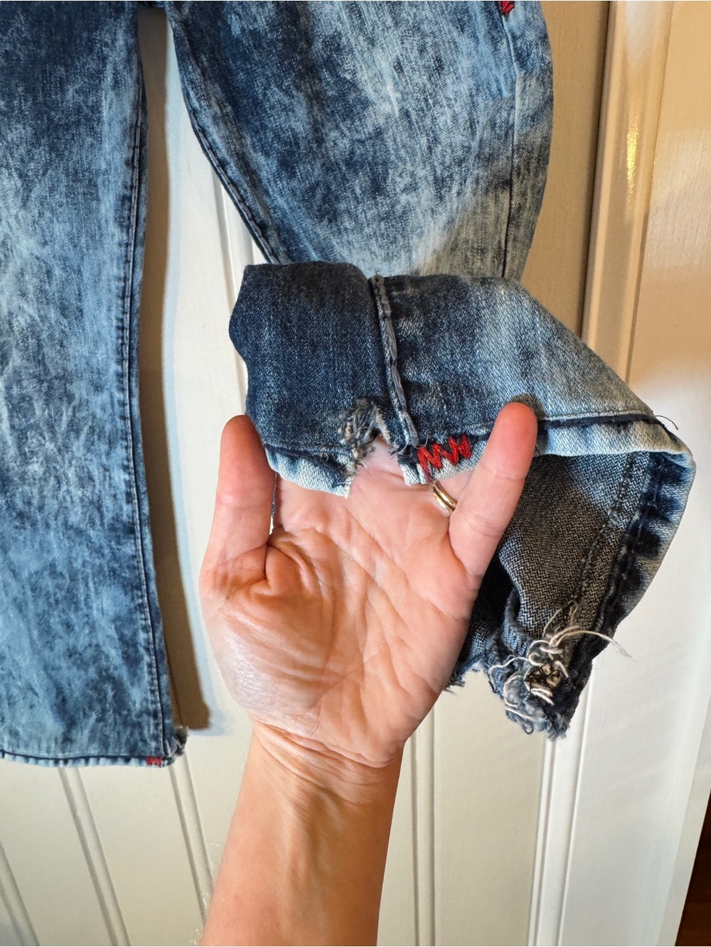True Religion Acid Wash Jeans Contrast Stitch Y2K Low Rise Bootcut Denim - Picture 4 of 13